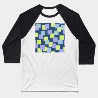 Abstract sticky notes in honeydew melon green, navy blue, lavender sky blue mod squares Baseball T-Shirt